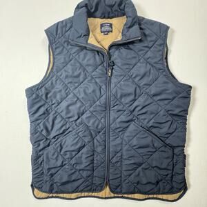 J.Crew Quilted Vest Men’s M Navy Blue Cotton Lined Fall 2017 Style 47752